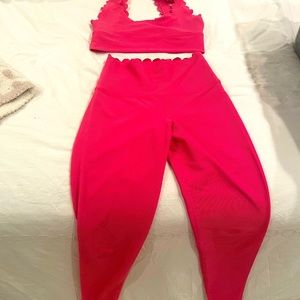 Pink beach riot legging and sport bra set